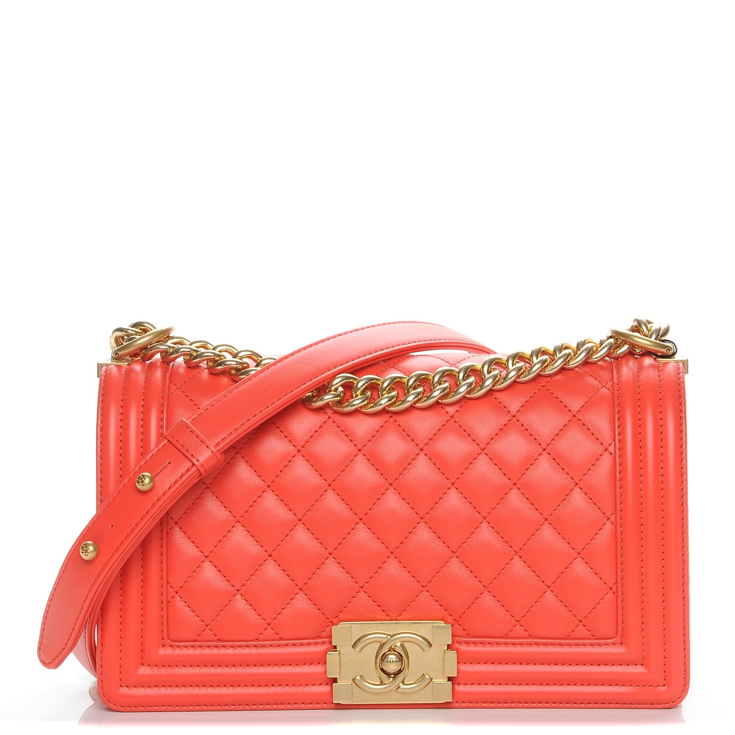 Chanel Calfskin Quilted Medium Boy Flap Red 1 of 8