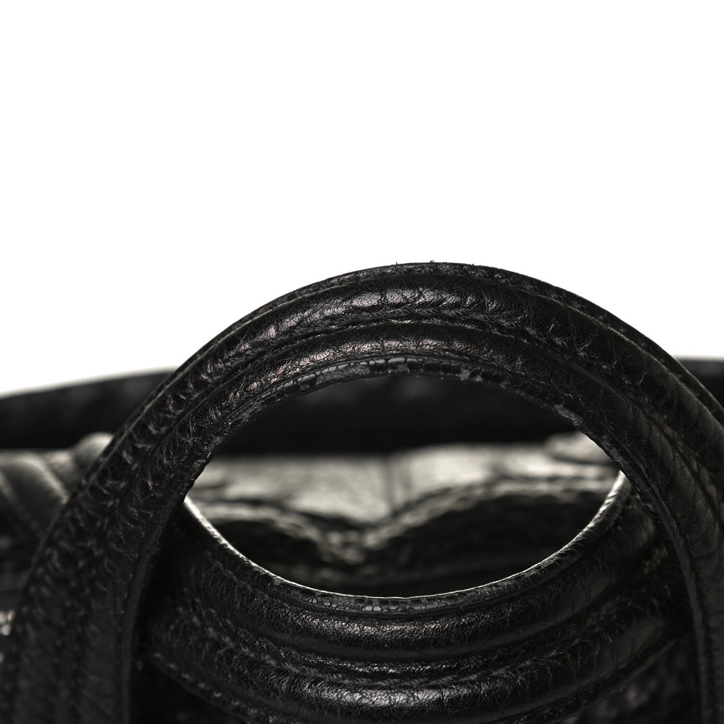 Glazed Pebbled Calfskin Large Nightingale Black