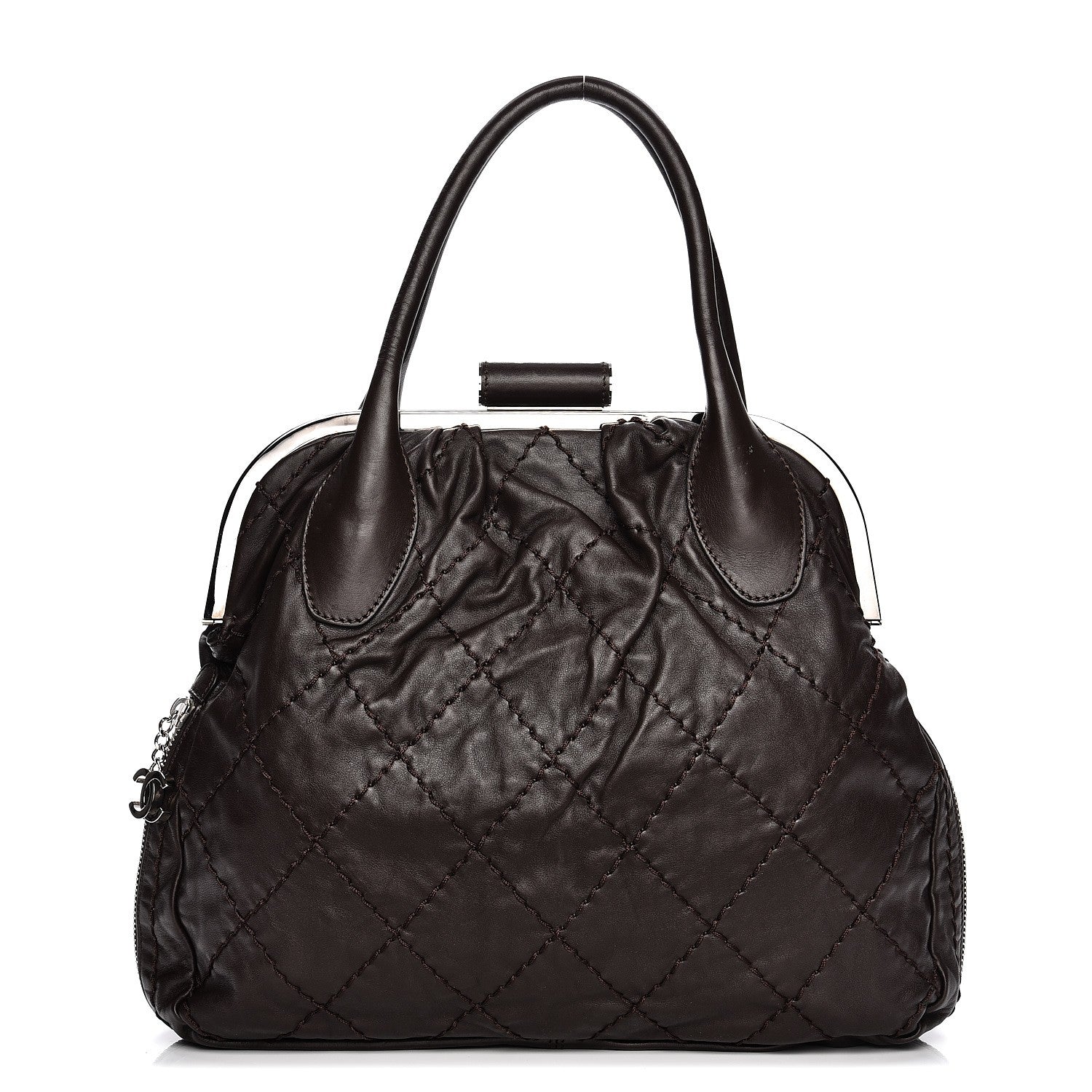 Chanel Calfskin Expandable Stitched Frame Bag Dark Brown 1 of 8