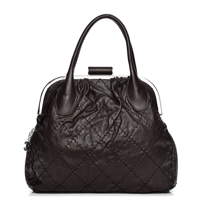Chanel Calfskin Expandable Stitched Frame Bag Dark Brown 1 of 8