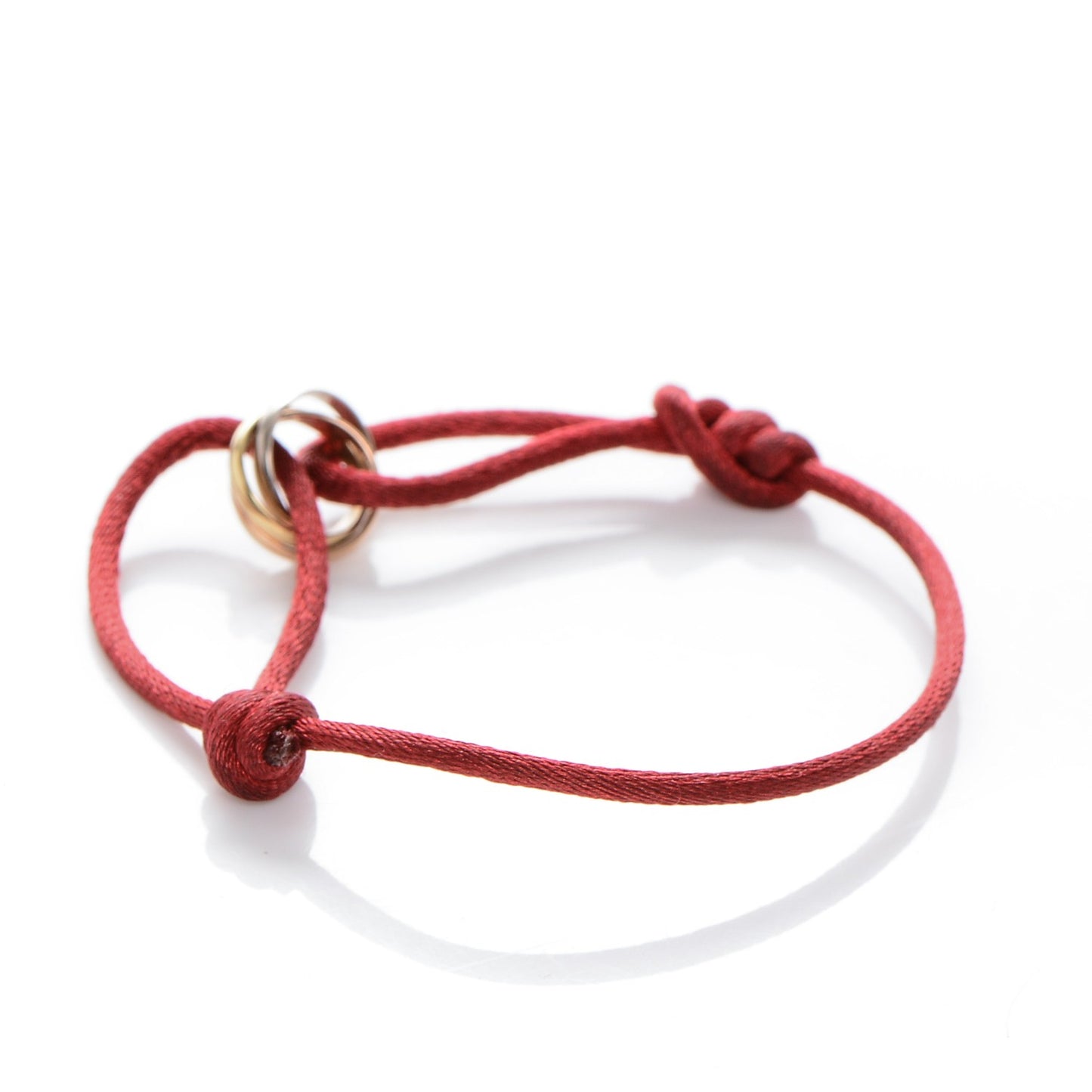 18K Pink Yellow White Gold Trinity Cord Bracelet Red