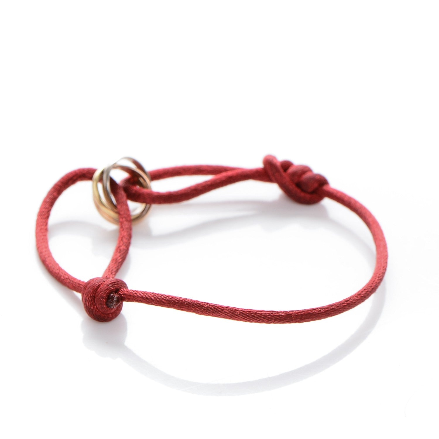 Cartier 18K Pink Yellow White Gold Trinity Cord Bracelet Red 3 of 5