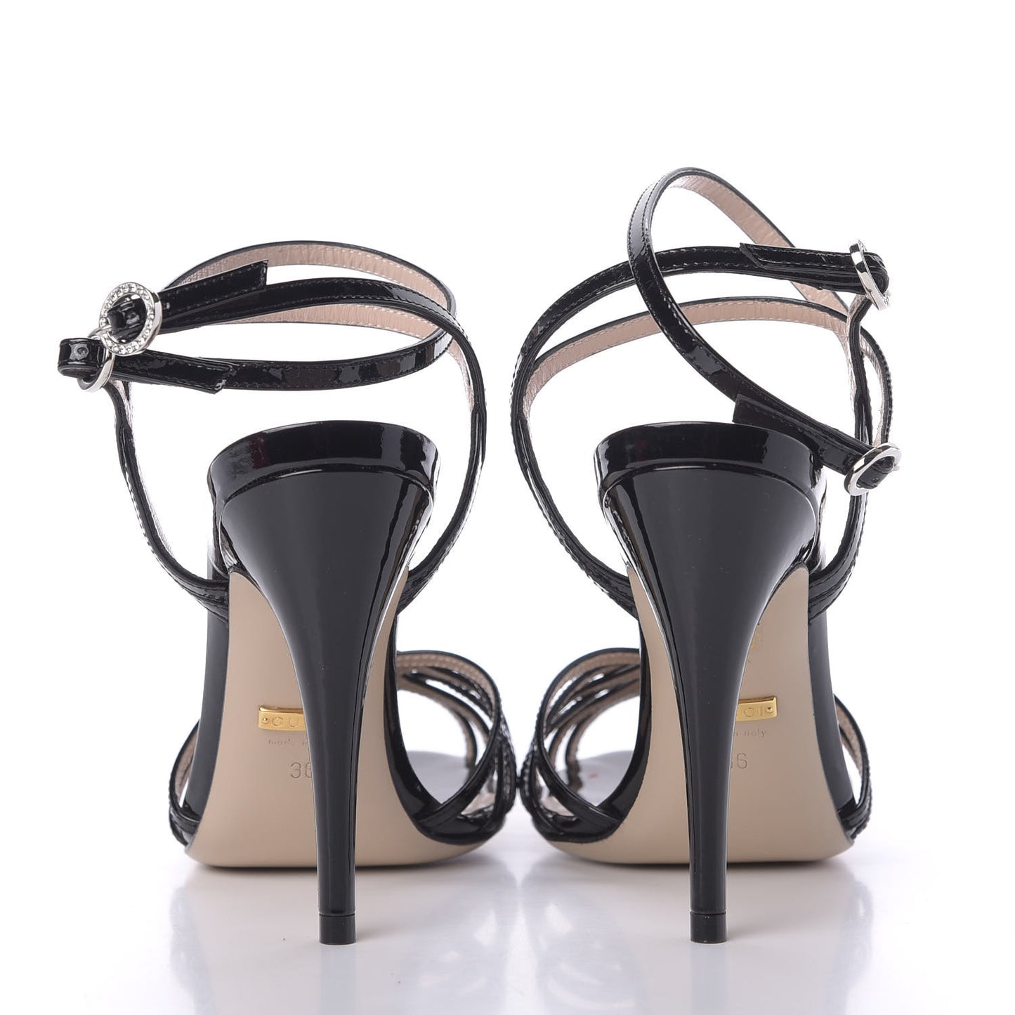 Patent Strappy Sandals 36 Black