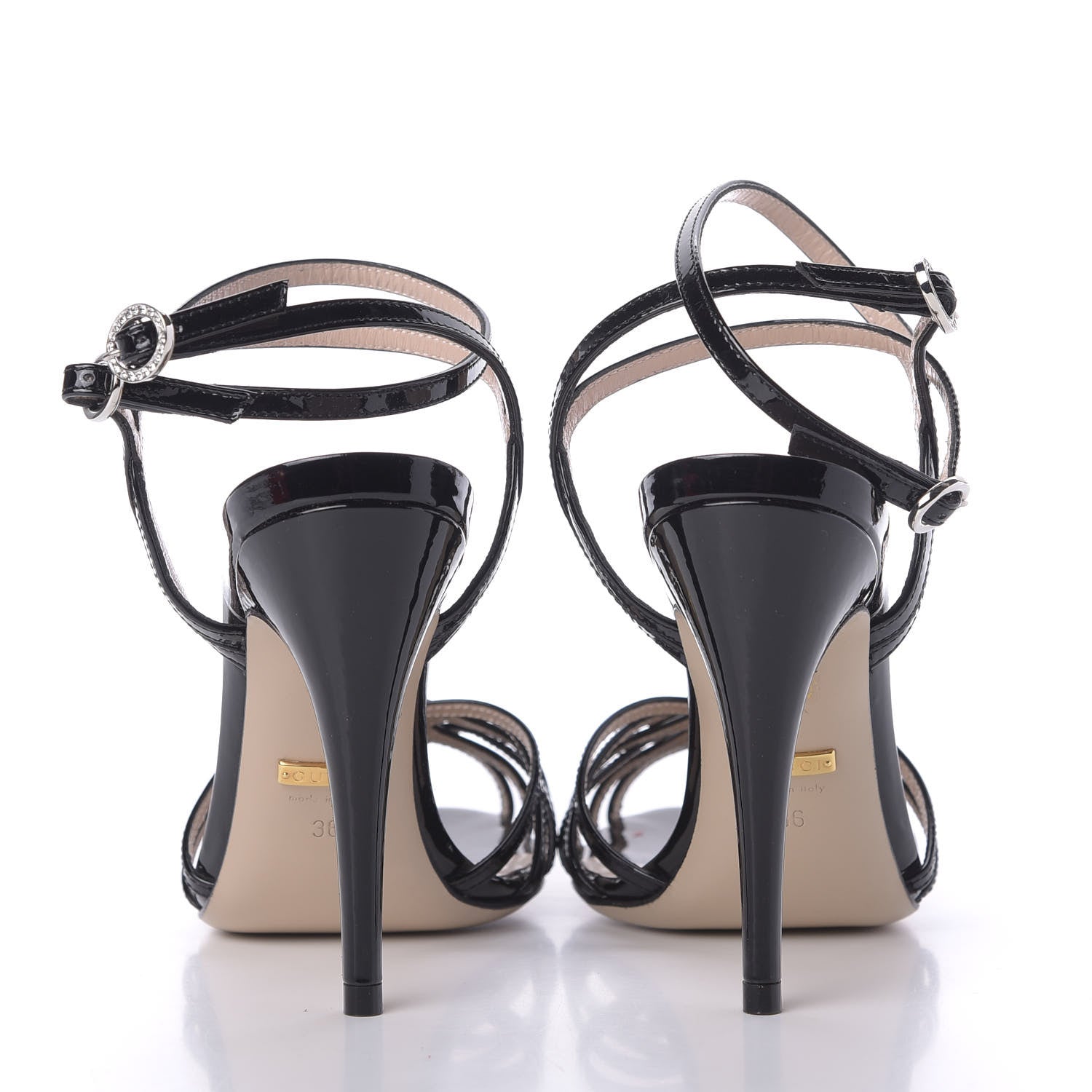 Gucci Patent Strappy Sandals 36 Black 6 of 7