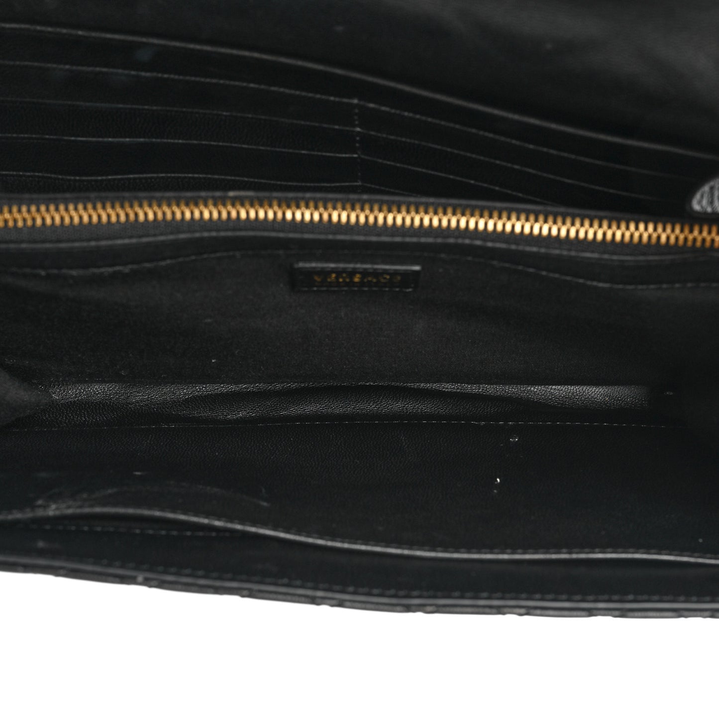 Lambskin Quilted Medusa Wallet on Chain Crossbody Black Gold