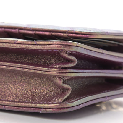 Chanel Iridescent Lambskin Quilted Mini Wallet On Chain WOC Purple 10 of 11
