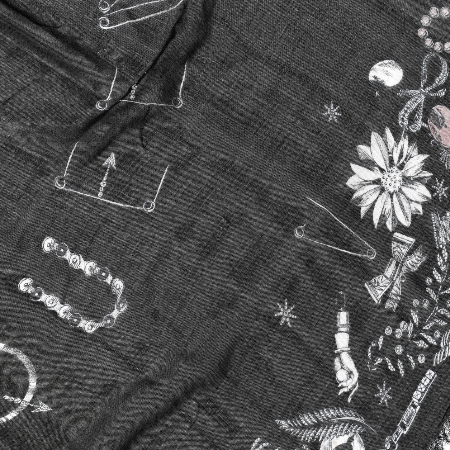 Modal Jewelled Skull Scarf Black Multicolor