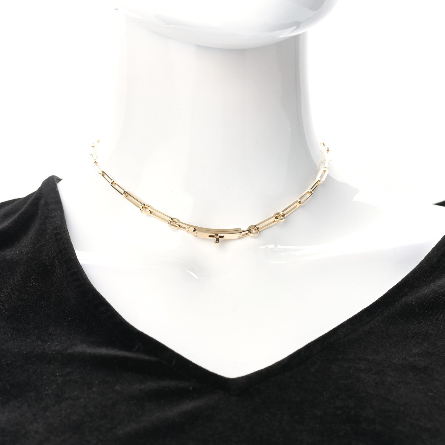 18K Yellow Gold Diamond Kelly Chaine Choker Necklace