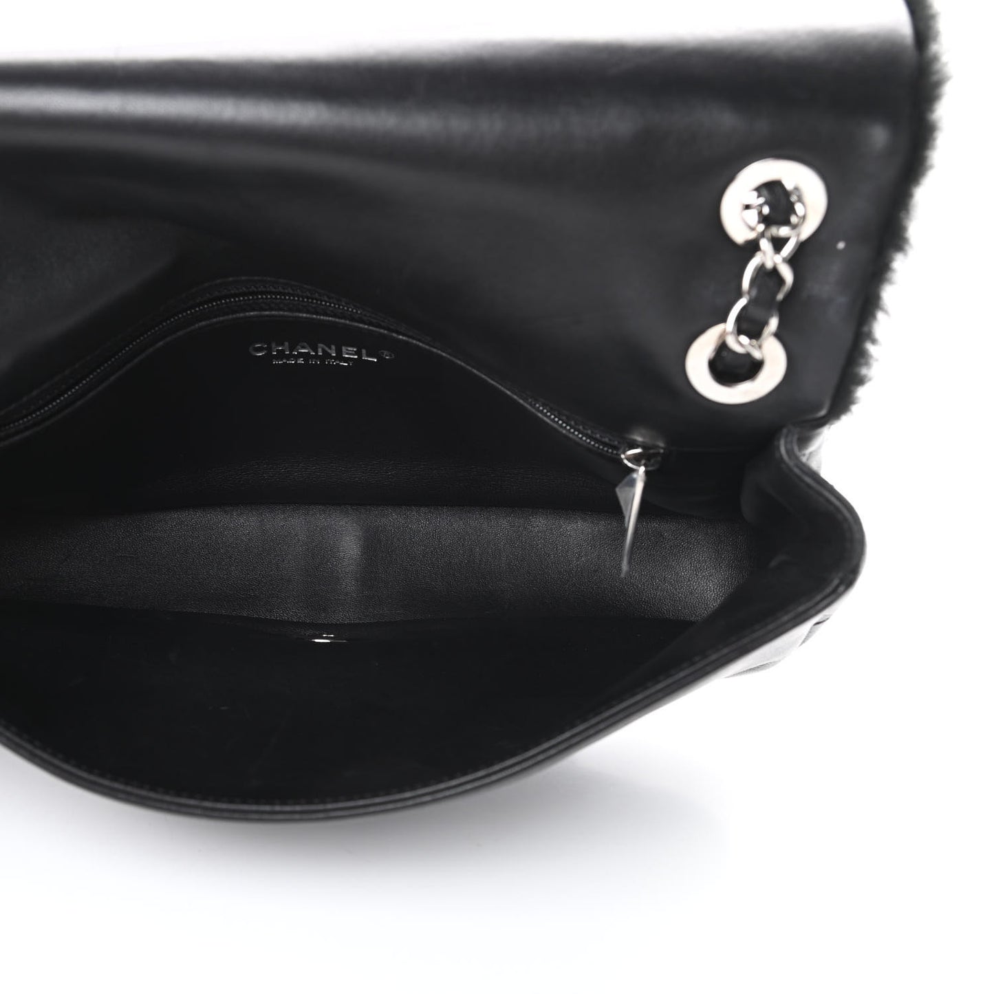 Shearling Lambskin Medium Chanel 100% Flap Black