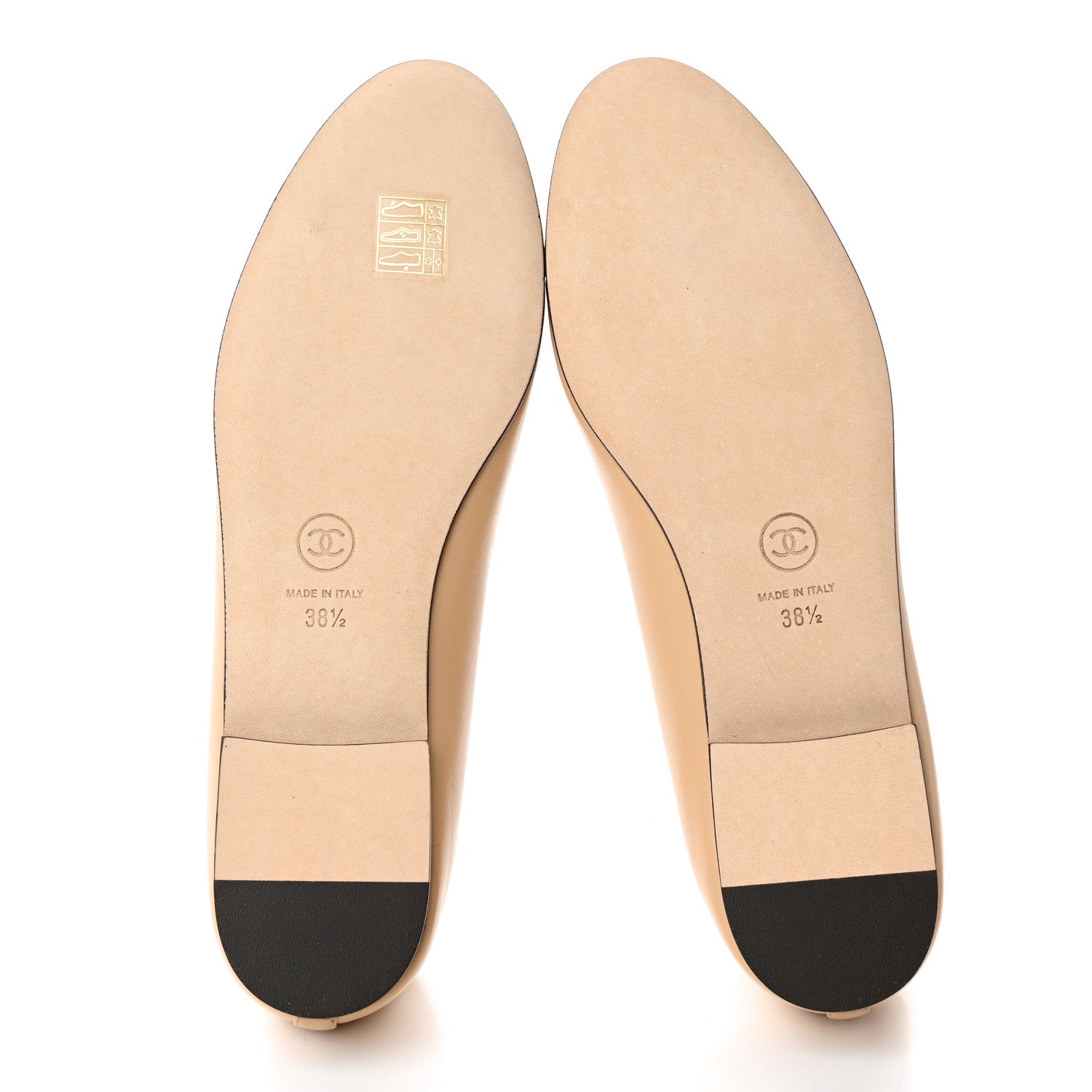 Chanel Lambskin Cap Toe CC Ballerina Flats 38.5 Beige Black 5 of 11