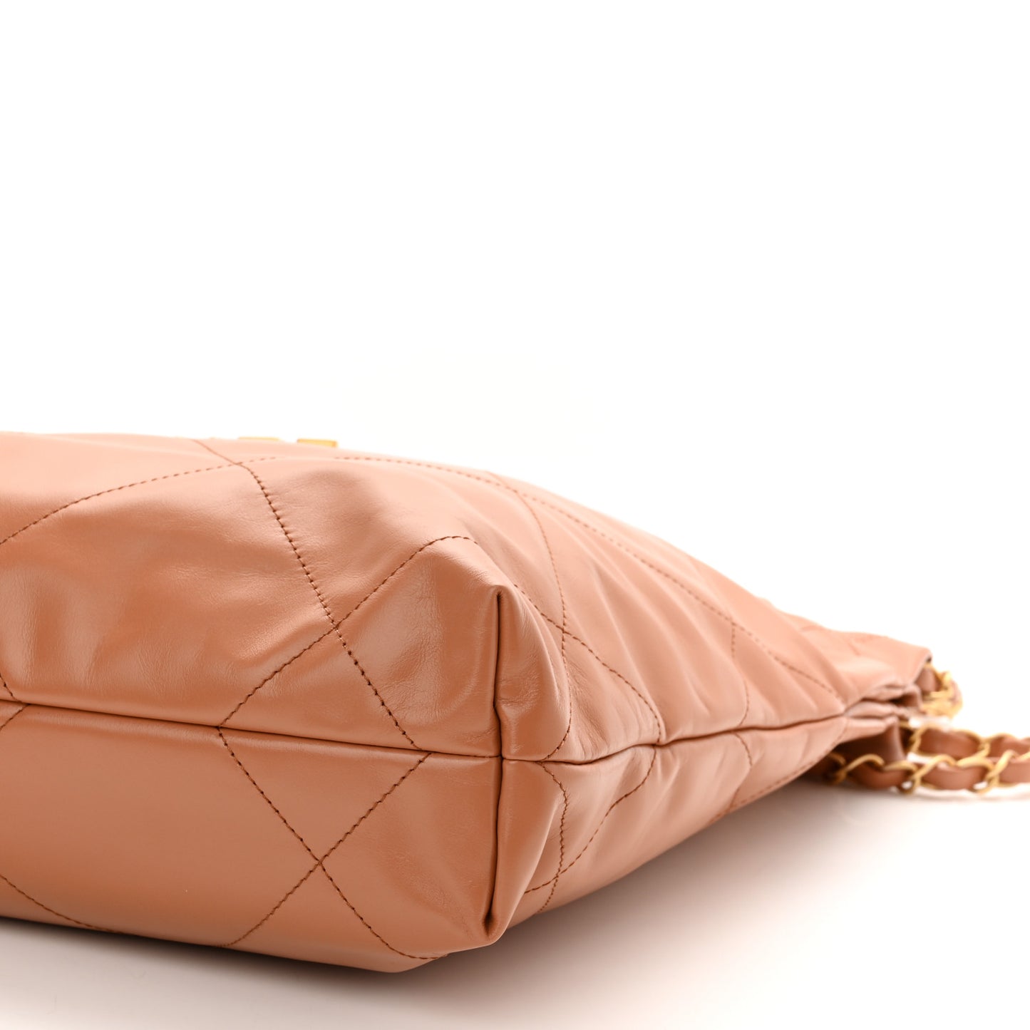 Shiny Calfskin Quilted Small Chanel 22 Camel