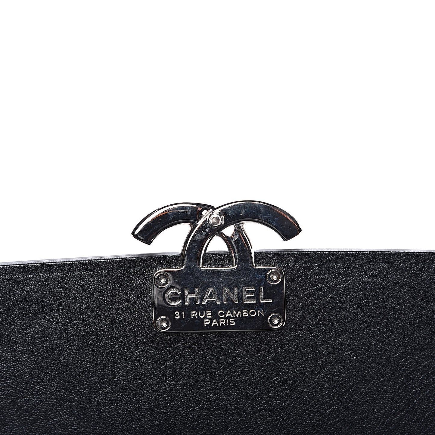 Grained Calfskin Quilted Small CC Box Flap Black