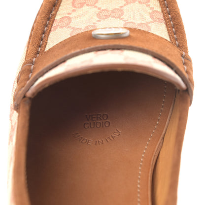 Gucci GG Monogram Suede Mens Driver Loafers 8 Beige Ruggine Cuir 9 of 10