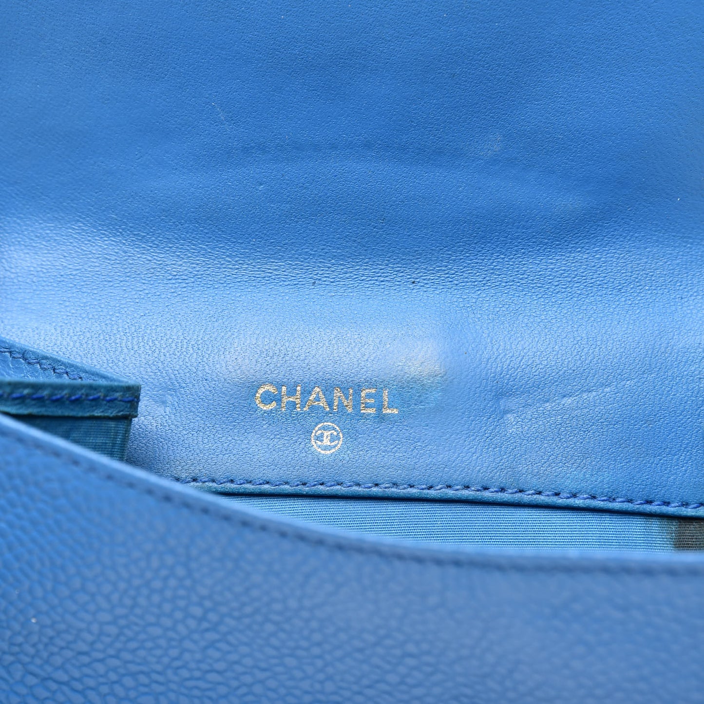 Caviar Timeless CC Compact French Wallet Blue
