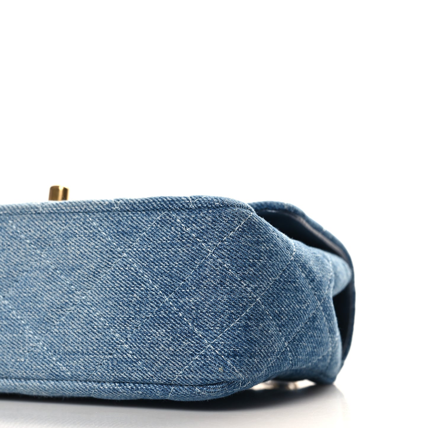 Washed Denim Quilted Mini Rectangular Flap Blue