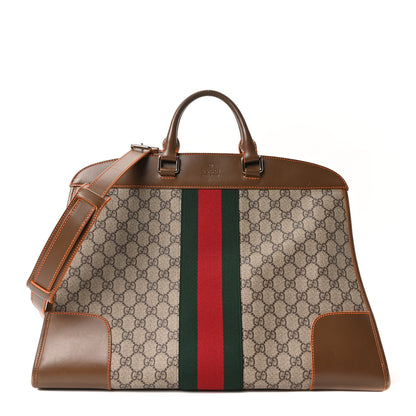 Gucci GG Supreme Monogram Medium Web Duffle Beige Brown Orange 1 of 10