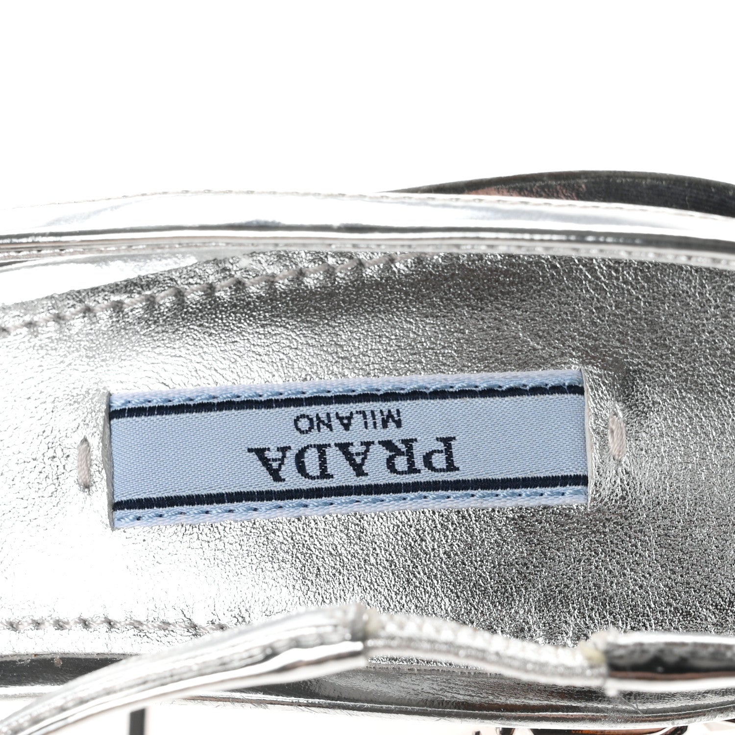 Prada Spazzolato Triangle Logo Slingback 90mm Pumps 37 Argento 8 of 8