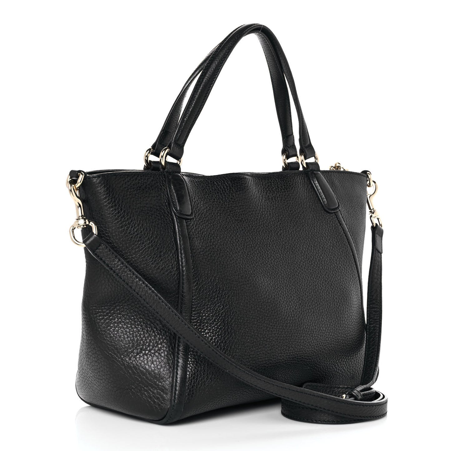 Pebbled Calfskin Small Soho Top Handle Bag Black