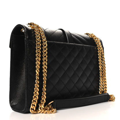Saint Laurent Grain De Poudre Textured Mixed Matelasse Triquilt Medium Monogram Satchel Black 3 of 9