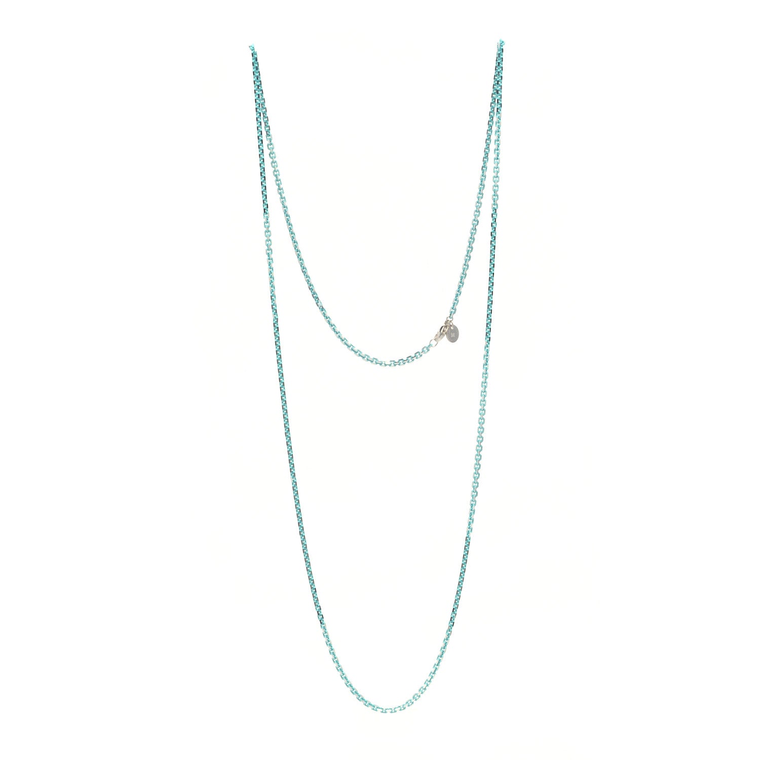 Tiffany Sterling Silver Enamel 2.5mm Chain Necklace Blue 30" 3 of 6