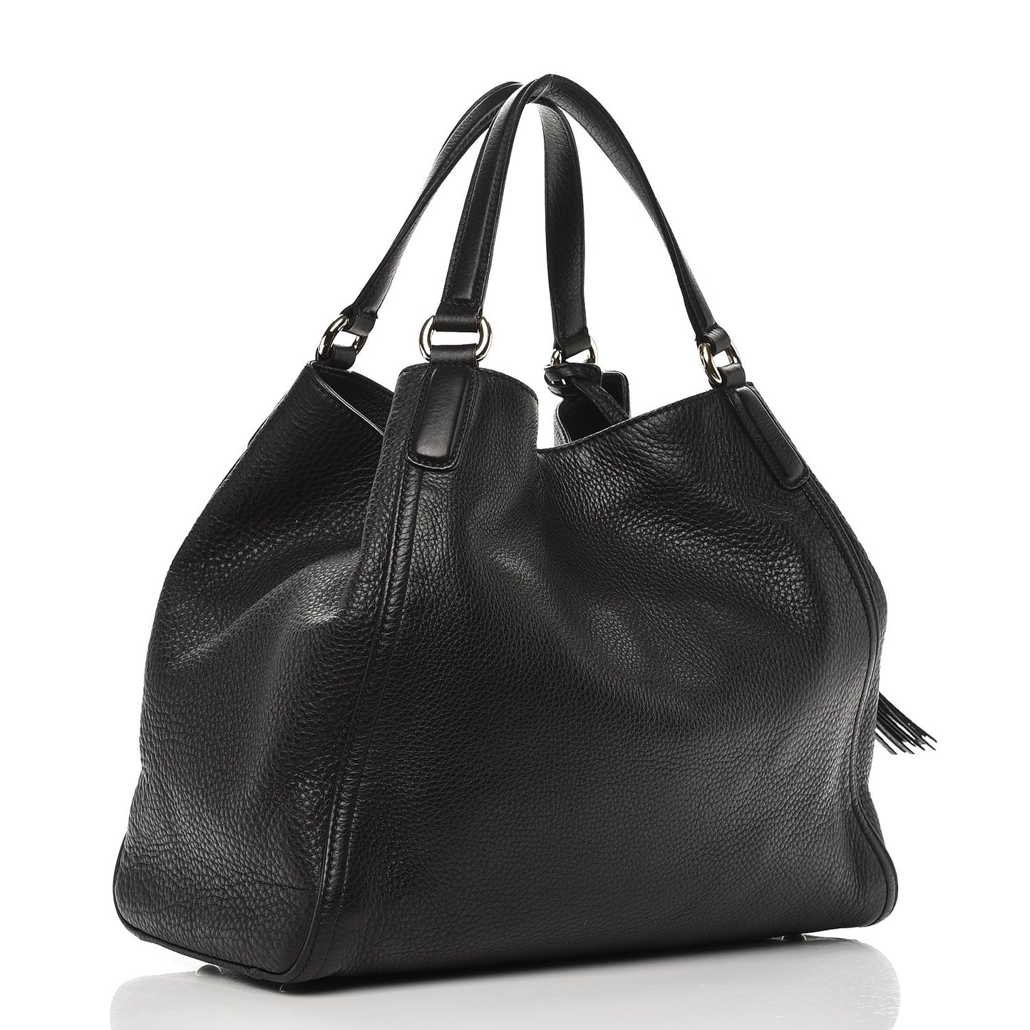 Pebbled Calfskin Medium Soho Shoulder Bag Black