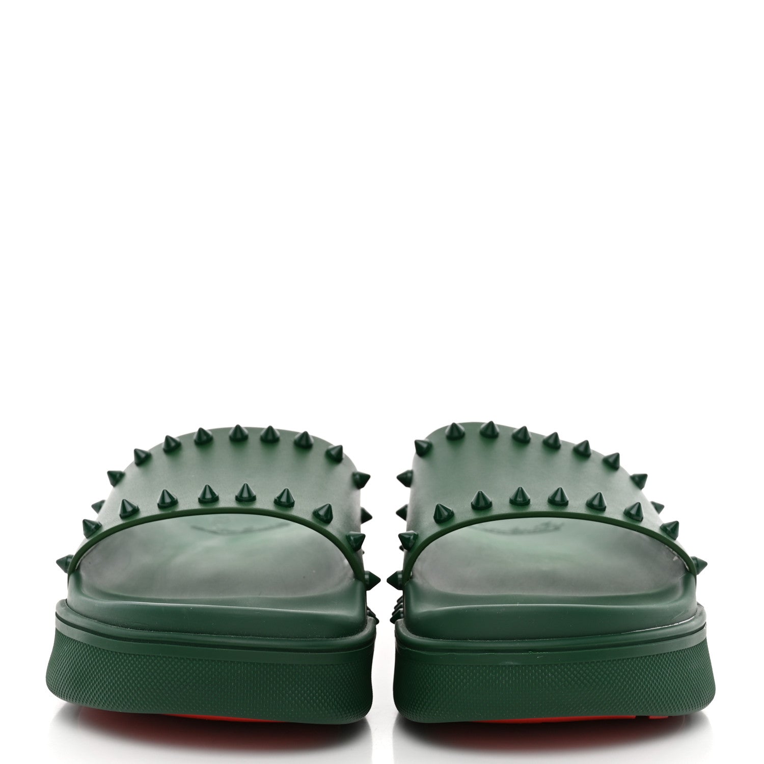 Christian Louboutin Calfskin Studded Pool Fun Platform Flat Slide Sandals 35 Green 3 of 9
