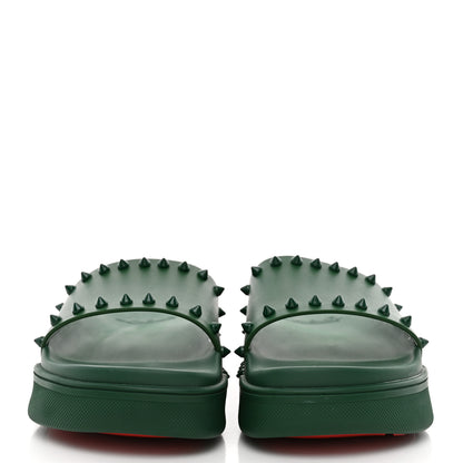 Christian Louboutin Calfskin Studded Pool Fun Platform Flat Slide Sandals 35 Green 3 of 9