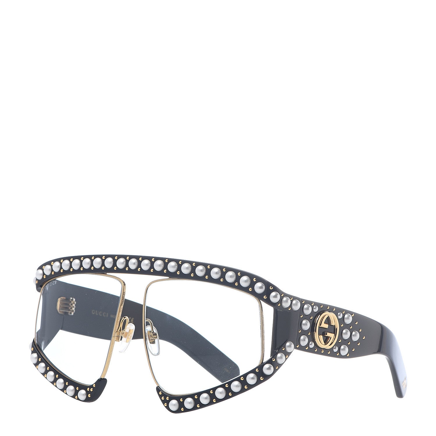 Gucci Acetate Pearl Rectangular Frame Sunglasses GG0234S Black 1 of 6