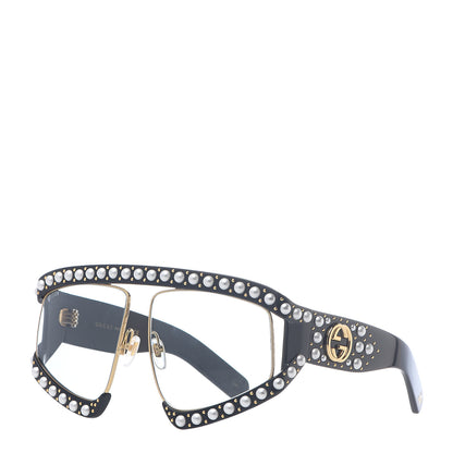 Gucci Acetate Pearl Rectangular Frame Sunglasses GG0234S Black 1 of 6