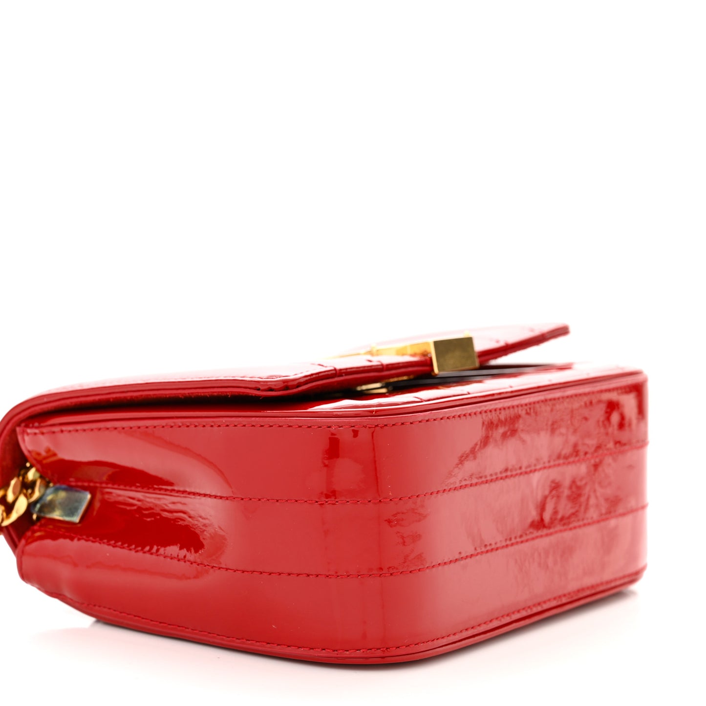 Patent Matelasse Monogram Small Vicky Chain Bag Red