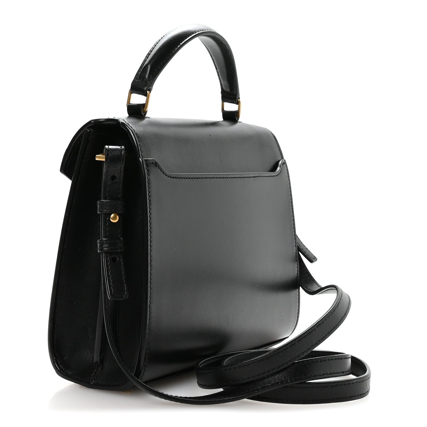 Calfskin Mini Classic Monogram Cassandra Top Handle Black
