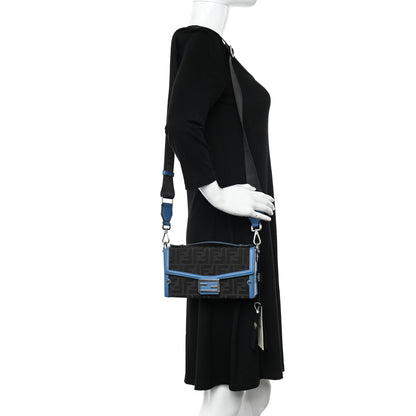 Fendi Recycled Fabric Jacquard Vitello King FF 1974 Baguette Soft Trunk Asfalto Black Fiordaliso 2 of 9