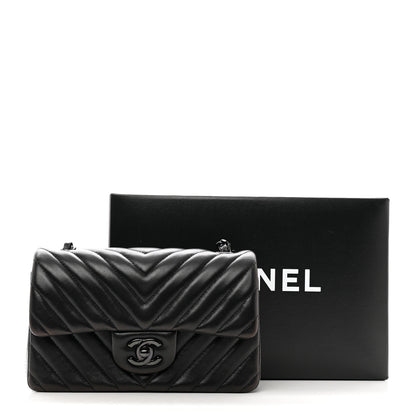 Chanel Lambskin Chevron Quilted Mini Rectangular Flap So Black 12 of 12
