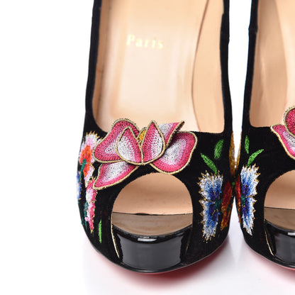 Christian Louboutin Suede Embroidered Folklo 120 Pumps 39 Multi 10 of 12