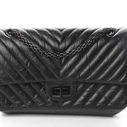 Chanel Aged Calfskin Chevron Quilted 2.55 Reissue 225 Flap So Black 6 of 8
