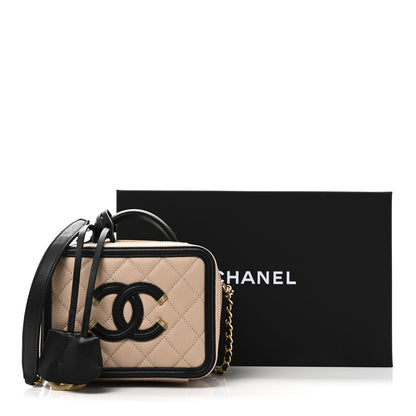 Chanel Caviar Quilted Small CC Filigree Vanity Case Beige Black 11 of 11