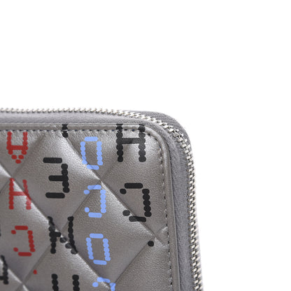 Chanel Metallic Lambskin Quilted Large Gusset Zip Around Wallet Silver Multicolor 11 of 12
