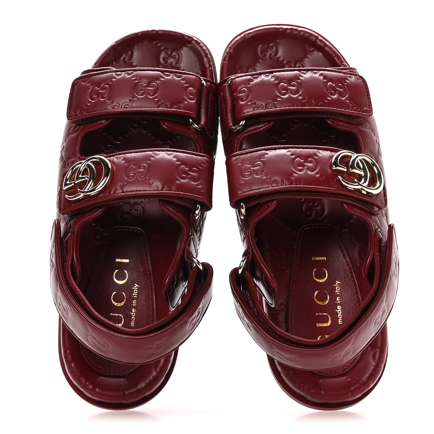 Gucci Guccissima GG Embossed Womens Sandals 37 Rosso Ancora 2 of 10