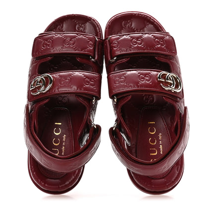 Gucci Guccissima GG Embossed Womens Sandals 37 Rosso Ancora 2 of 10