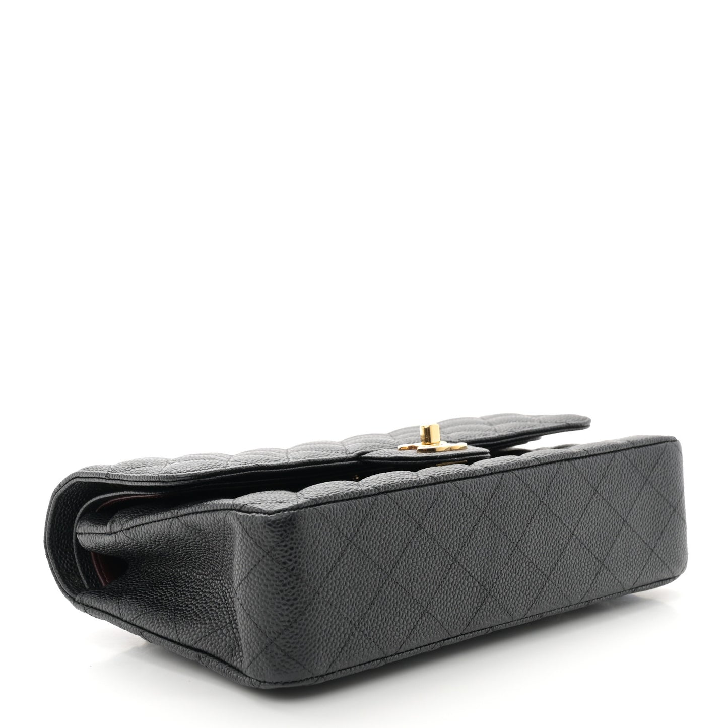 Caviar Quilted Medium Double Flap Black