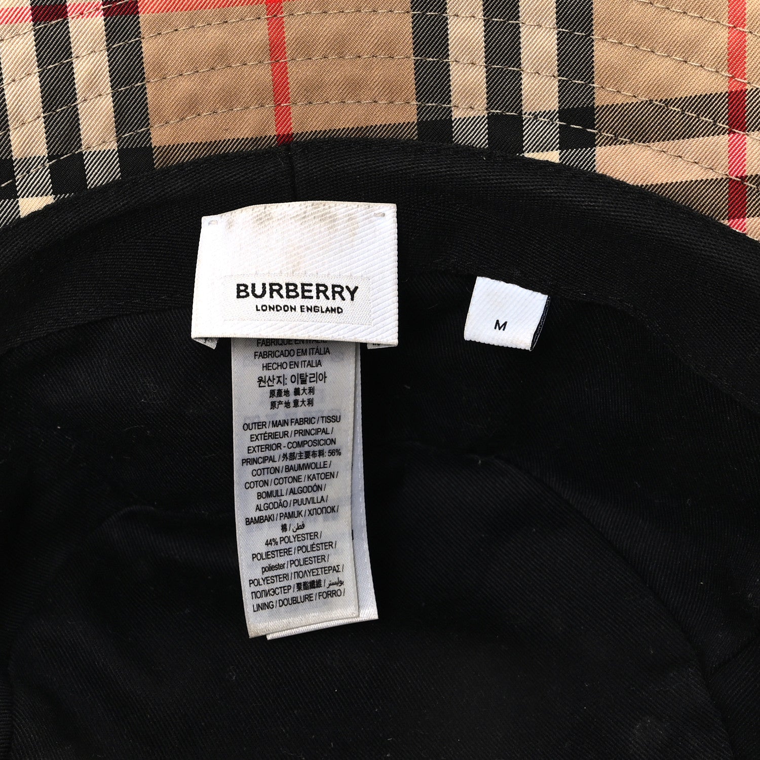Burberry Technical Cotton Vintage Check Bucket Hat M Archive Beige 8 of 8