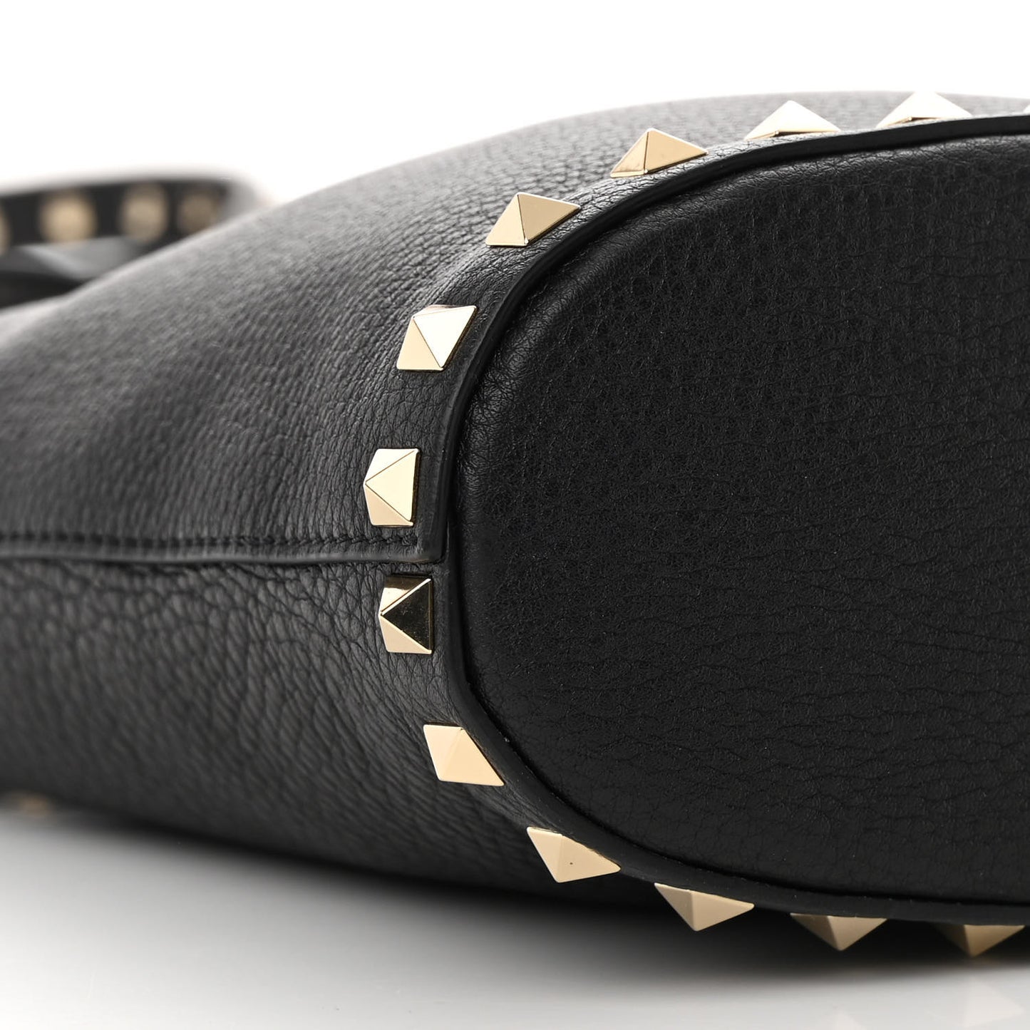 Grainy Calfskin Mini Rockstud Flip Lock Tote Black