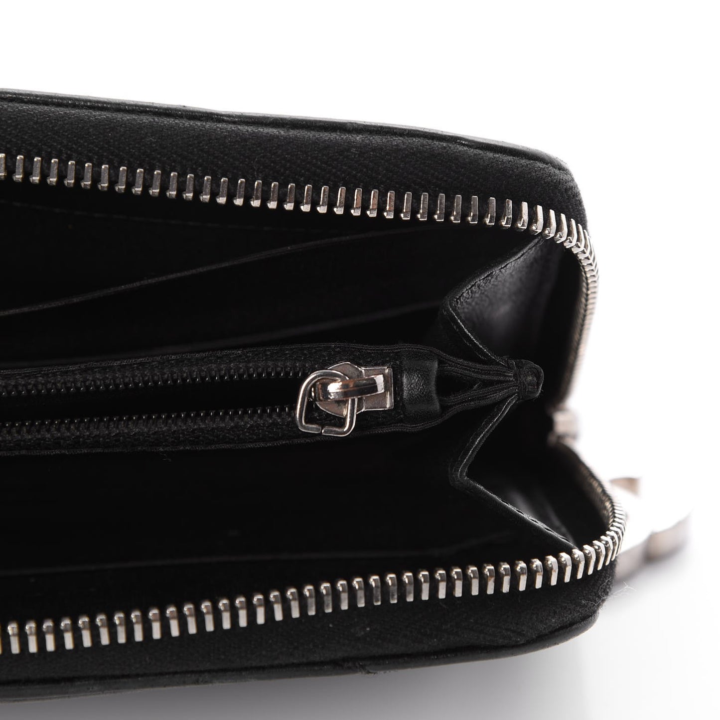 Lambskin Chevron Quilted CC Zip Around Wallet Black