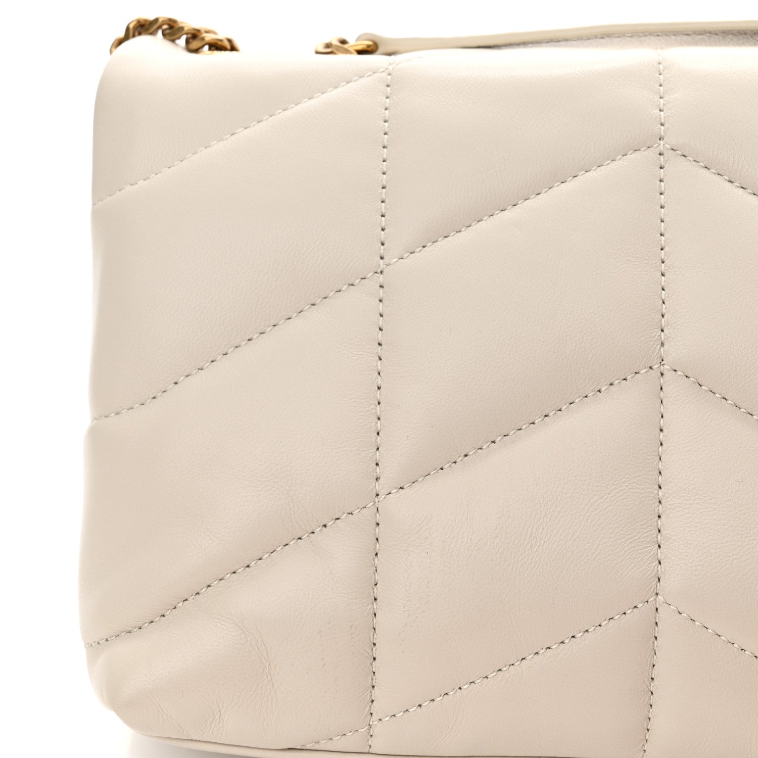 Saint Laurent Lambskin Quilted Toy Loulou Puffer Monogram Chain Satchel Crema Soft 11 of 11