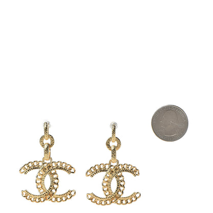 Chanel Metal CC Chain Drop Earrings Gold 2 of 5