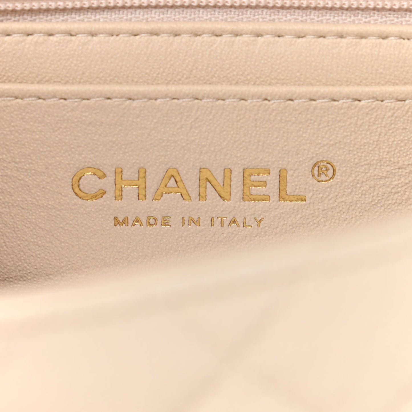 Caviar Quilted Mini Top Handle Rectangular Flap Beige