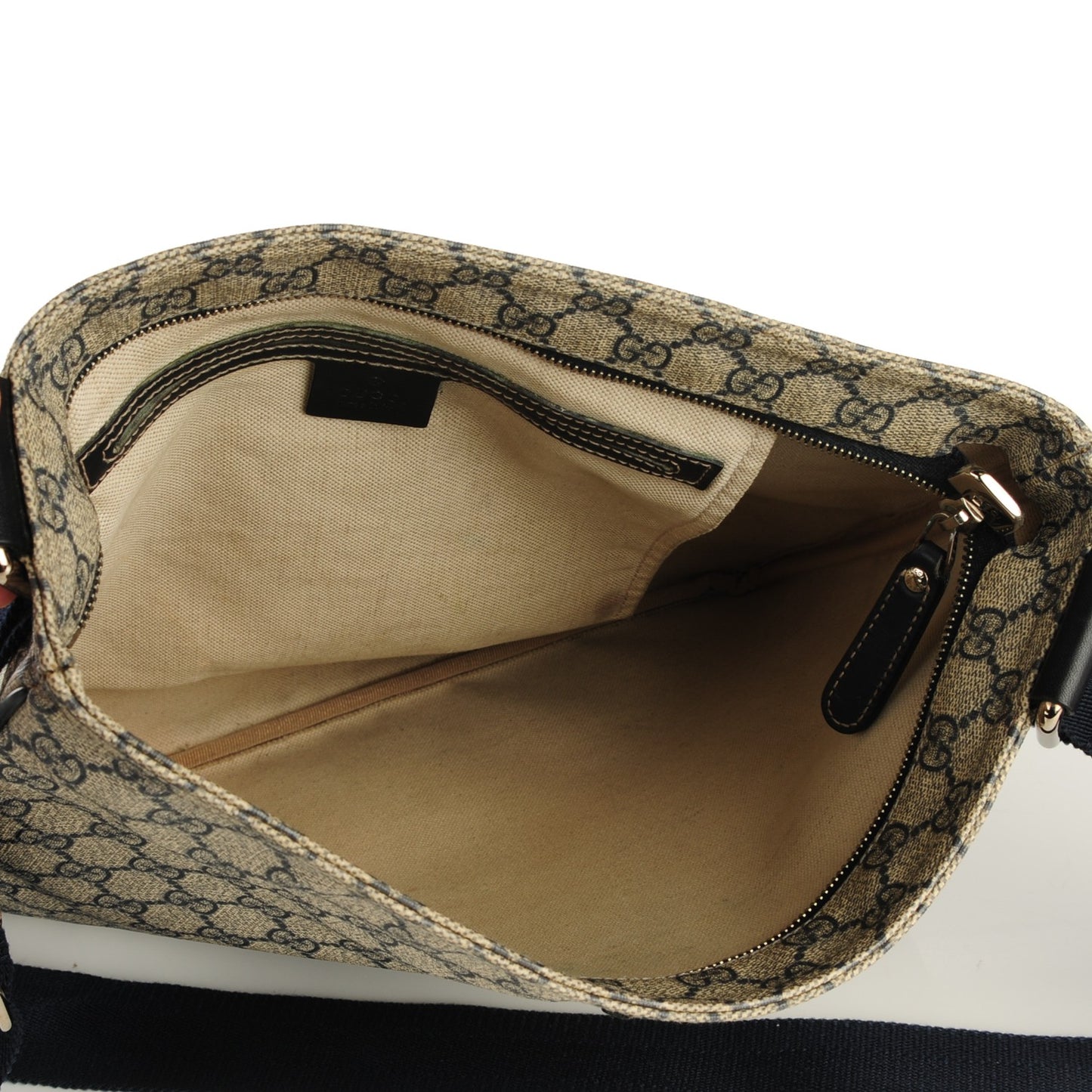 GG Plus Monogram Large Flat Messenger Bag Beige Blue