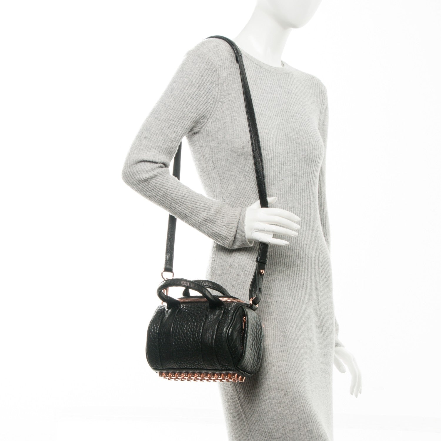 Alexander Wang Pebbled Lambskin Mini Rockie Black Rose Gold Hardware 2 of 7