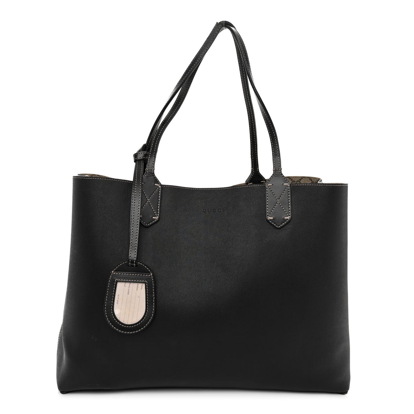 Calfskin GG Supreme Monogram Large Reversible Tote Black