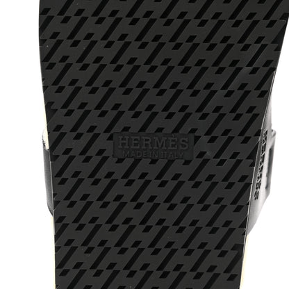 Hermes Veau Indios Woolskin Mens Chypre Sandals 42 Black Ecru 6 of 11